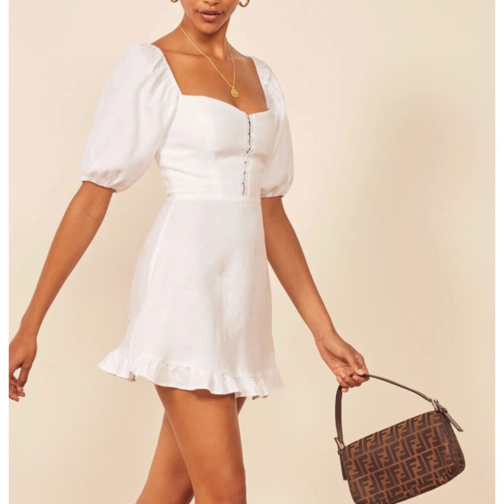 Reformation Seattle Linen Mini Dress White Size 6